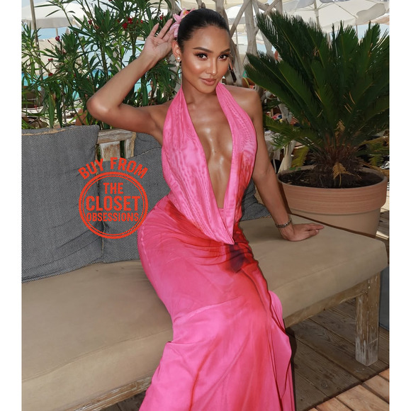 ZARA Fuchsia Open Back Midi Dress NWT | Blogger Fave Halter Neck - Picture 3 of 16